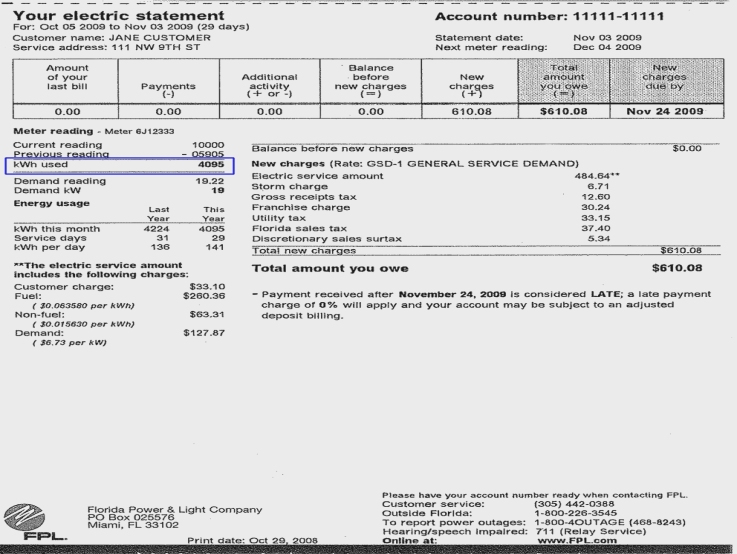 florida utility bill